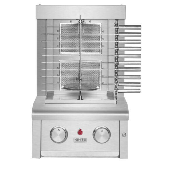 IGNITE 304 Stainless Steel Vertical Rotisserie Grill with Skewers – Shawarma, Gyro, Doner, Chicken, Tacos